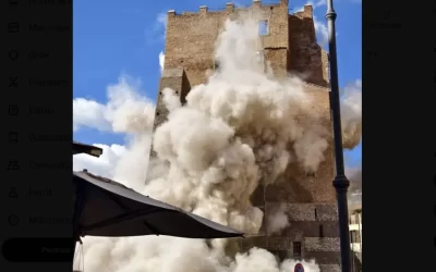Se derrumba parte de torre medieval en el centro de Roma; hay 5 lesionados (+Video)