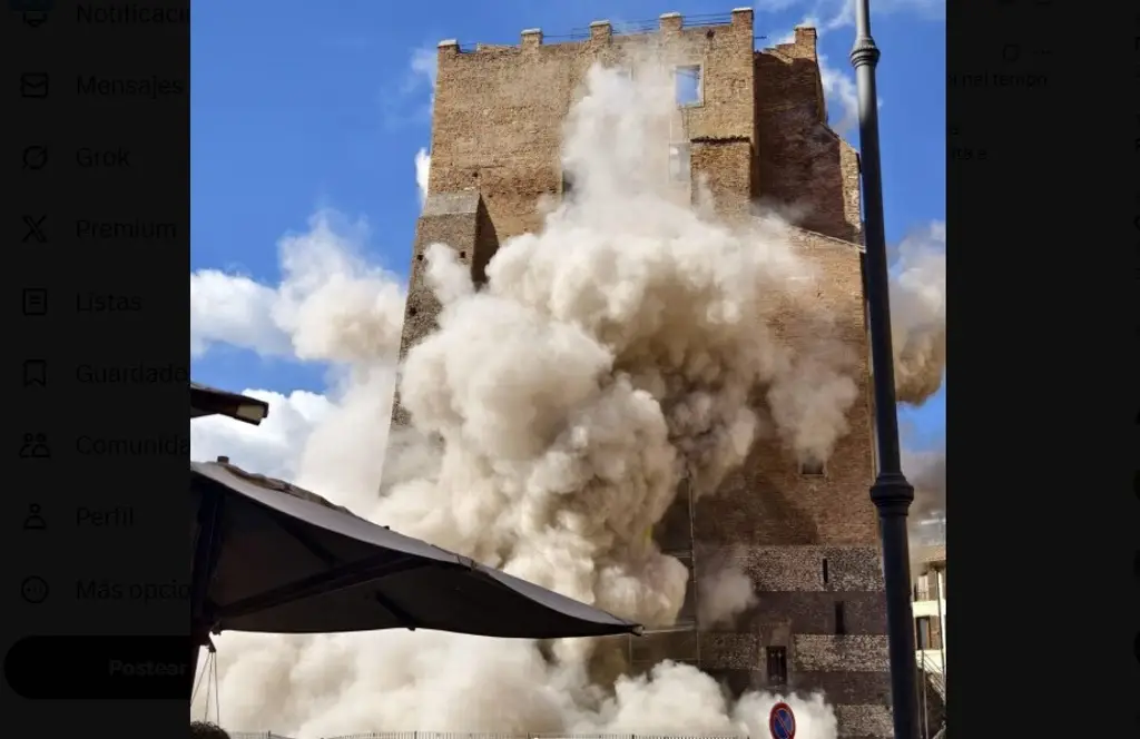 Se derrumba parte de torre medieval en el centro de Roma; hay 5 lesionados (+Video)