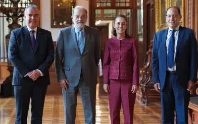 Sheinbaum se reúne con Carlos Slim por tercera ocasión, en Palacio Nacional
